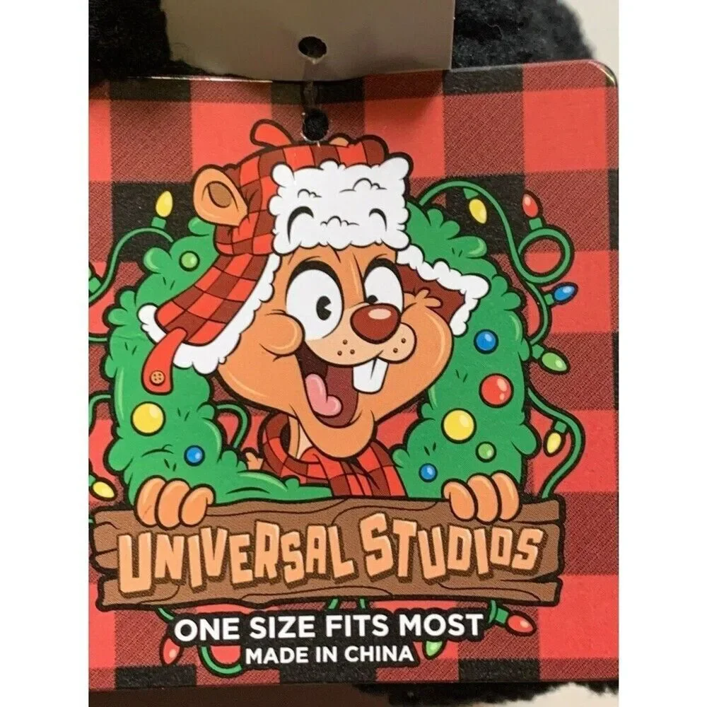 Universal Studios Slipper Cabin Socks Earl's Tree Farm Sherpa Lined  Nonslip NWT